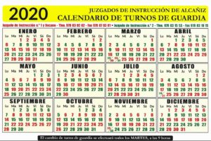 Calenddario Guardias Juzgados de Alcañiz