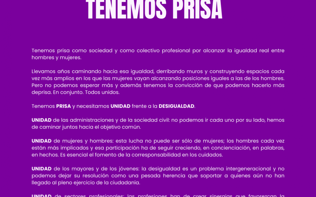 “Tenemos prisa”: Comunicado de la Abogacía por el 8M